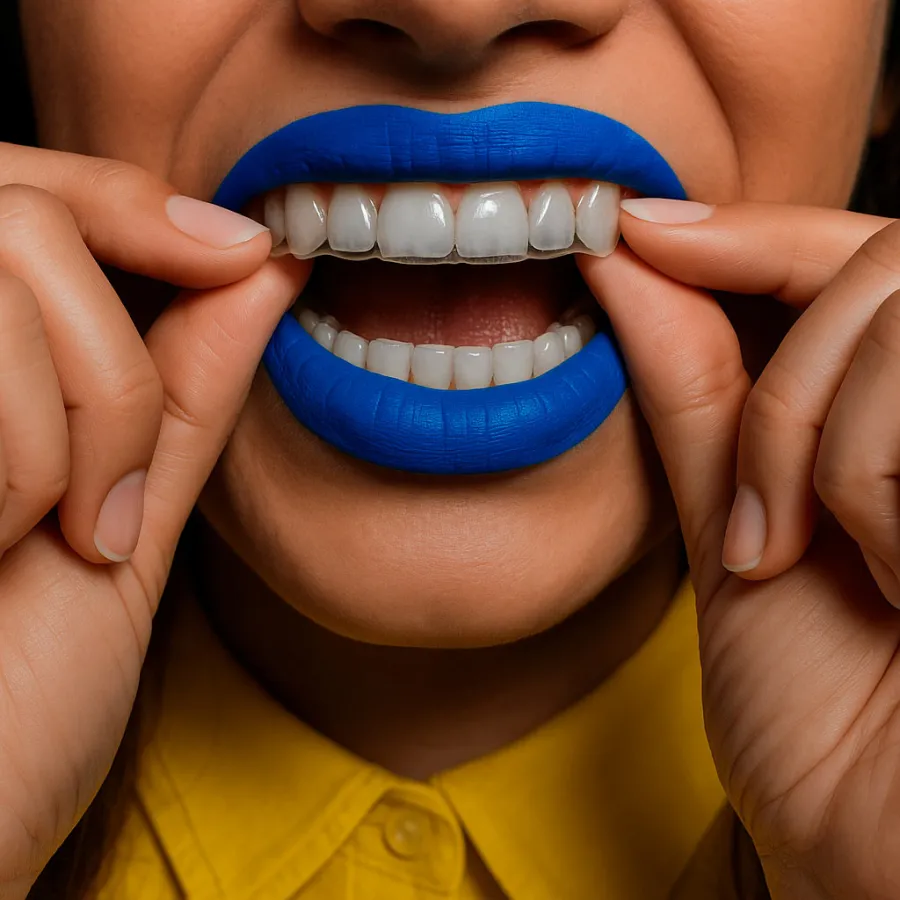 Sonrisa con un alineador transparente